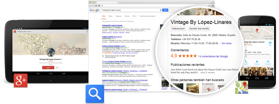 Google My Business reúne en un mismo lugar todas las formas en las que Google puede contribuir a que tu empresa se destaque.